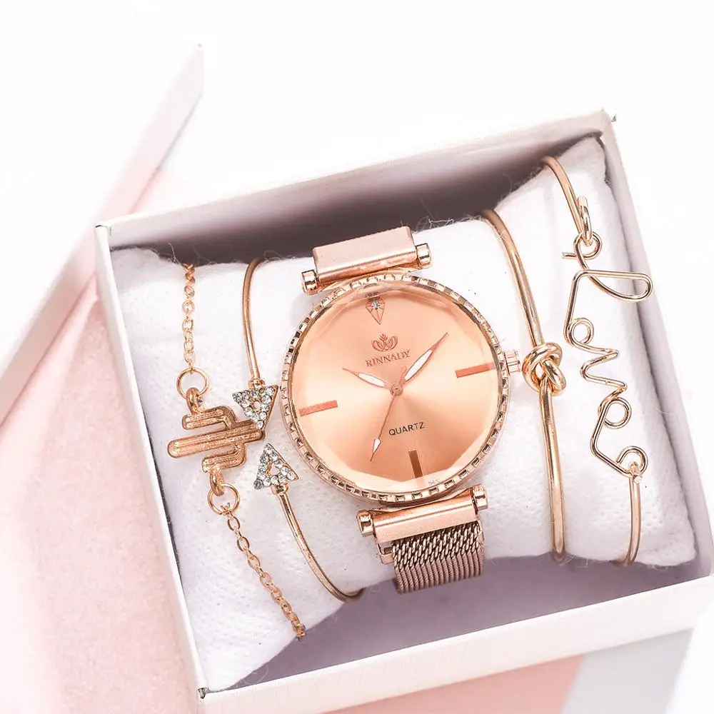 

5 stucke Set zegarek damski Marke Mode frauen Uhr Mit Armband Casual Kleid Armbanduhr Uhr Frauen Geschenk Relogios Femininos