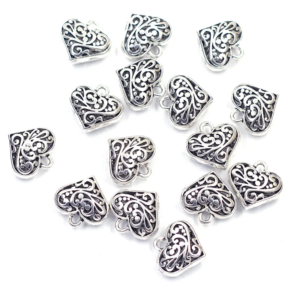 

Pendants Spacer Beads Love Heart Shape Rhinestone Hollow For Bracelets Earrings Valentine's Day Jewelry DIY Finding