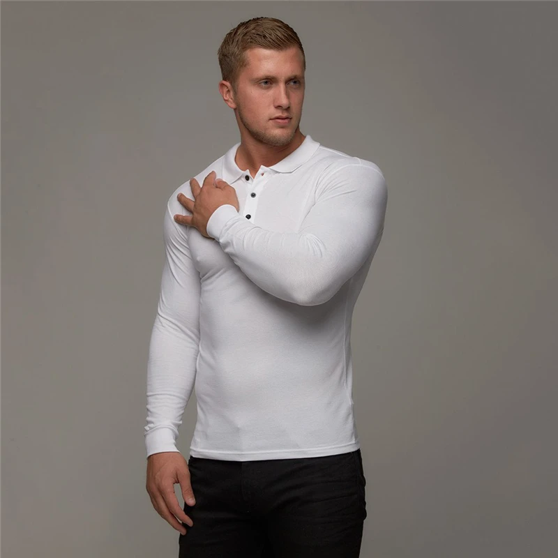 

New Brand Polo Shirt Mens Casual Fashion Breathable Cotton Polo Tshirt Men Business Long Sleeve High Quality Poloshirt Men