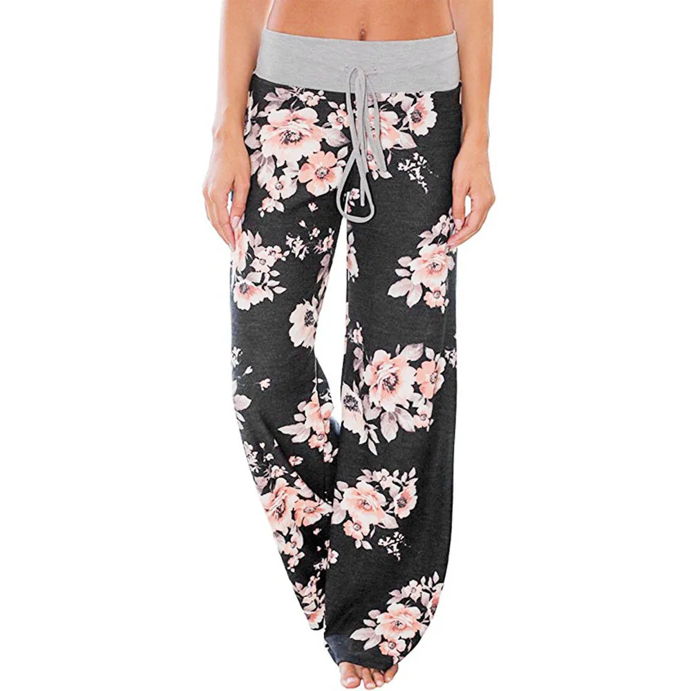 

Fitness Roupa Feminina For Women Floral Prints Drawstring Wide Leg Pants Leggings Legging Fitness Womens Leggings Pants