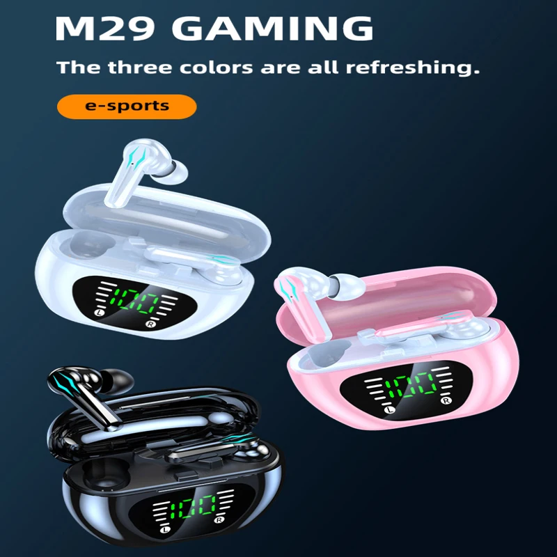 

Bluetooth-наушники M29 с зарядным футляром, 5,1 мА · ч, с микрофоном