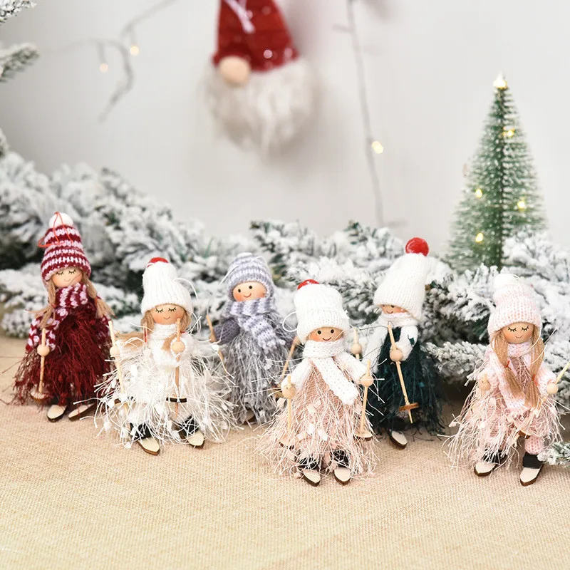 

Christmas Decorations for Home Wood Ski Doll Pendant Christmas Ornaments New Year 2022 Christmas Tree Decoration Navidad Natal