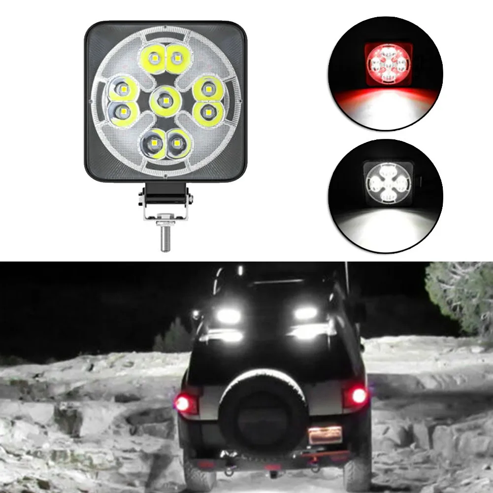 

Square Light Super Bright Work White Red 1200LM 6500K-7500K DC 9V-60V DRL Daylight