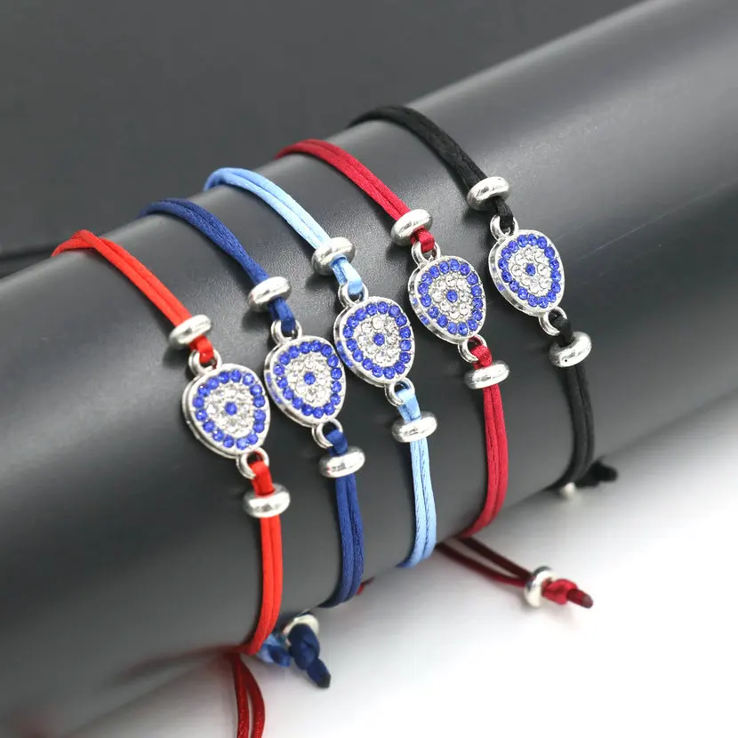 Серебряный Цвет кубического циркония Турецкий Дурной глаз Lucky красная