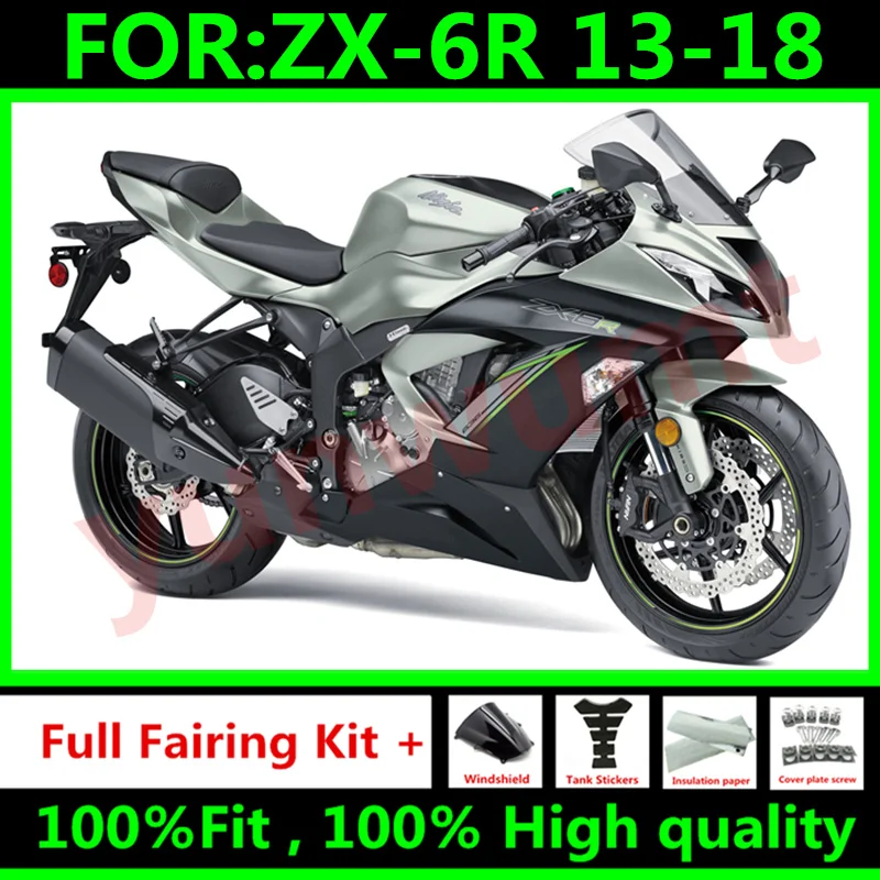 Новый комплект кузовных обтекателей для мотоцикла Kawasaki Ninja ZX6R 636 2013 2014 2015 2016 ZX-6R 13 14 15 16 17 18 черно-серый.