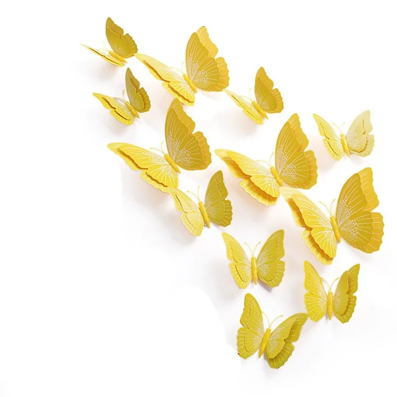 2021 новый стиль двойной слой 12 шт. 3d бабочка настенные стикеры художественная