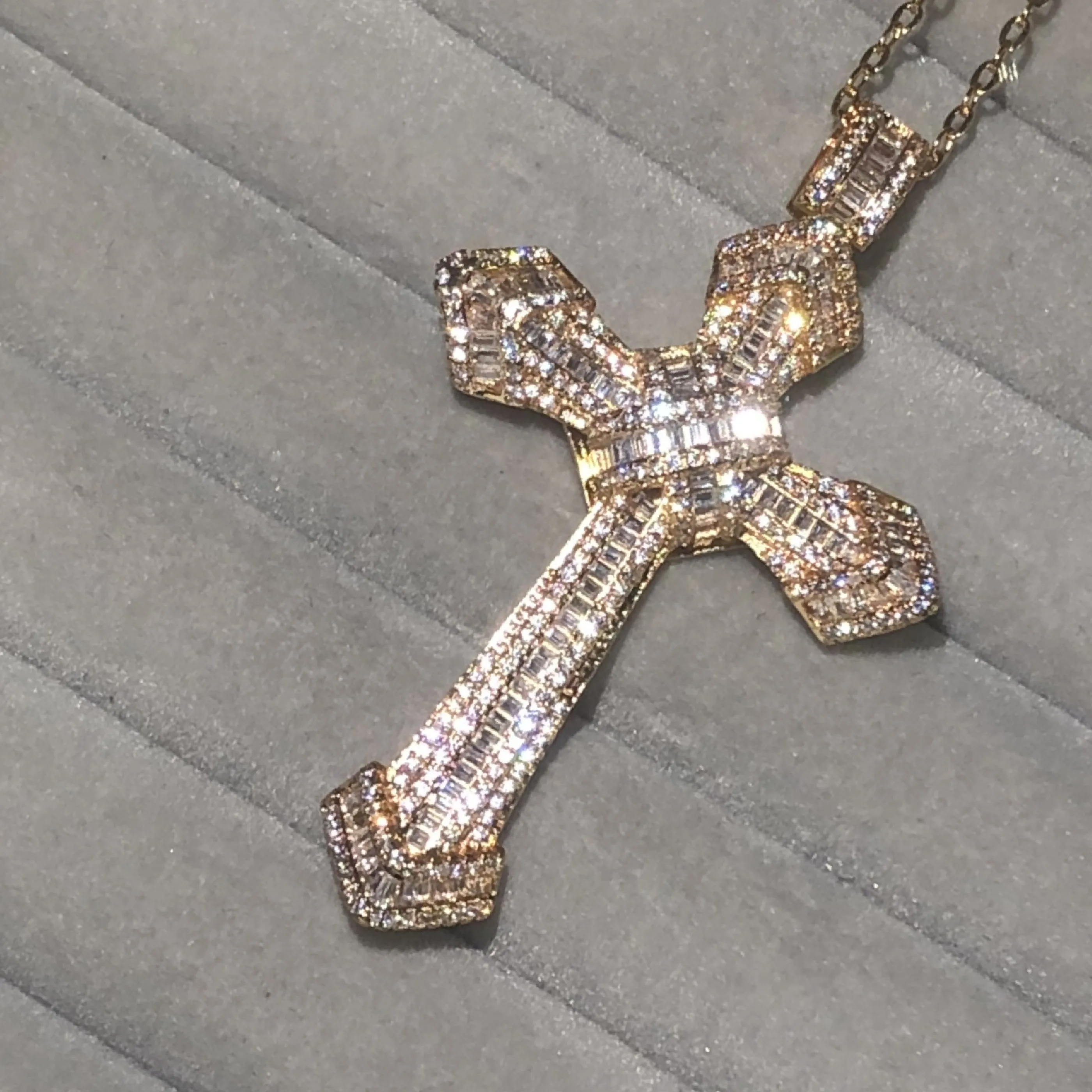 Роскошные христианские кресты подвески стразы картина полное настоящее золото