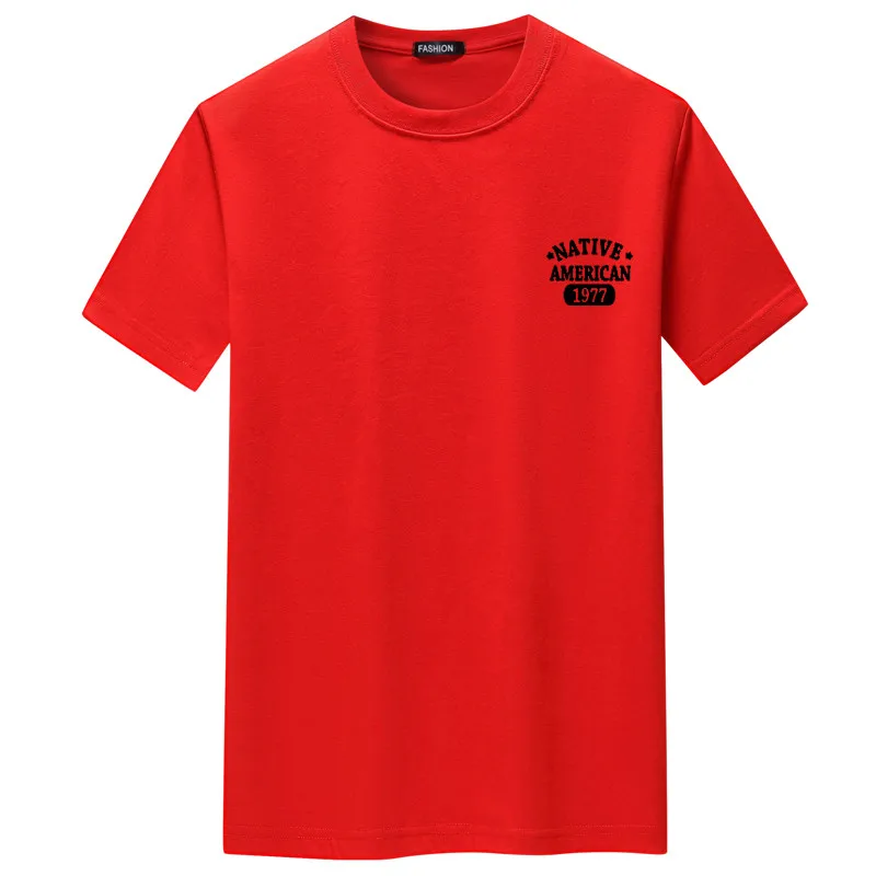 

2021 New High Quality Black Letter Print O-neck T-shirt Men Short Sleeve T Shirt Loose Preppy Style Fashion Tees 60% Cotton Tops