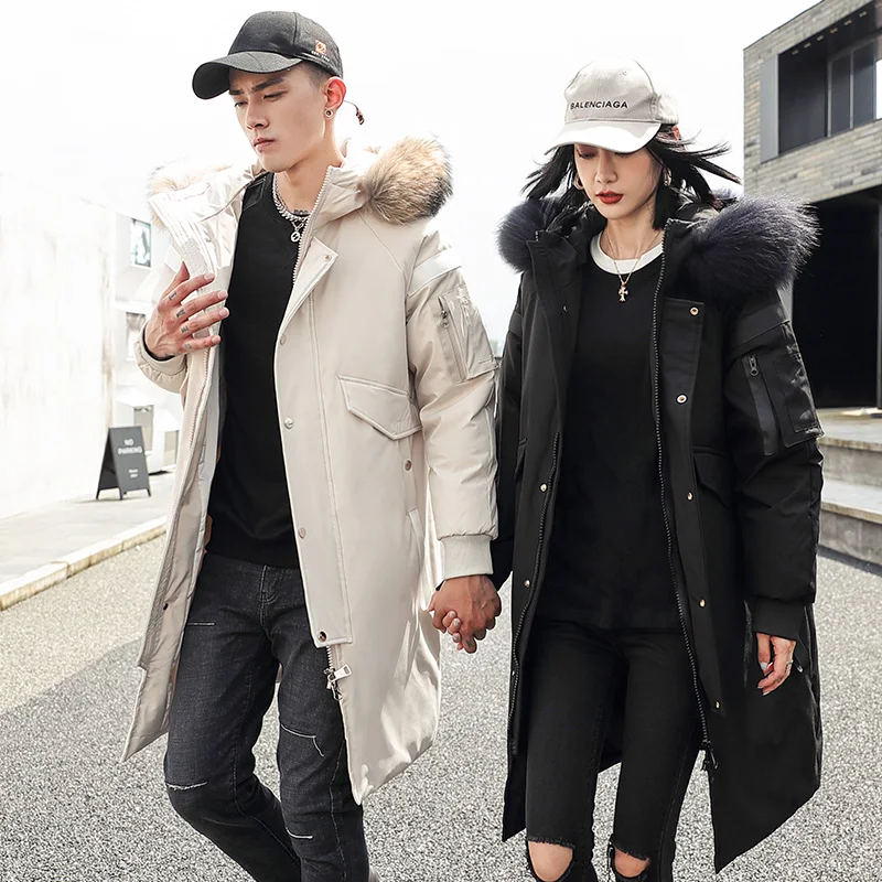

2021 Duck Down Jacket Men Long Parkas Winter White Down Coat Fashion Clothing Fur Collar Long Jacket Thicken Warm Jacket Winter
