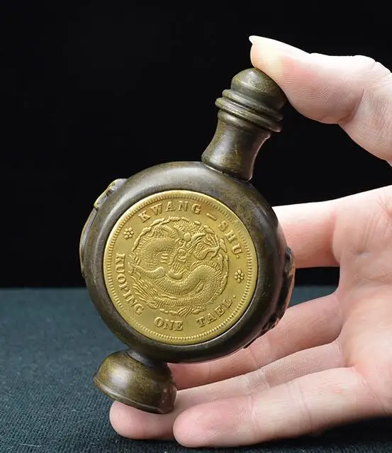

China's brass Carving dragon Snuff bottles