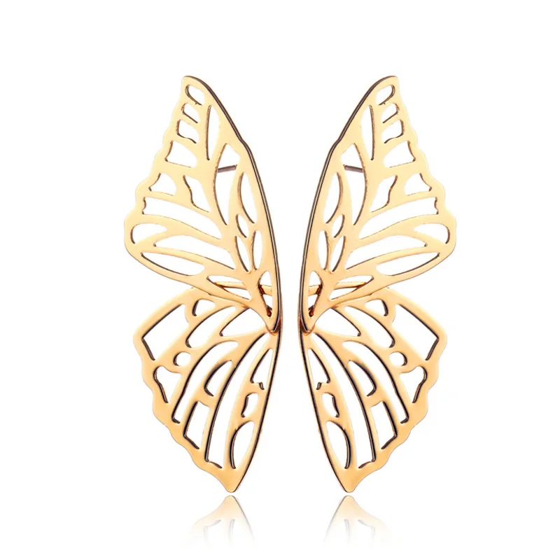 

Elegant Butterfly Earrings for Women Charm Gold Color Hollow Metal Wing Stud Earrings Fashion Boho Jewelry