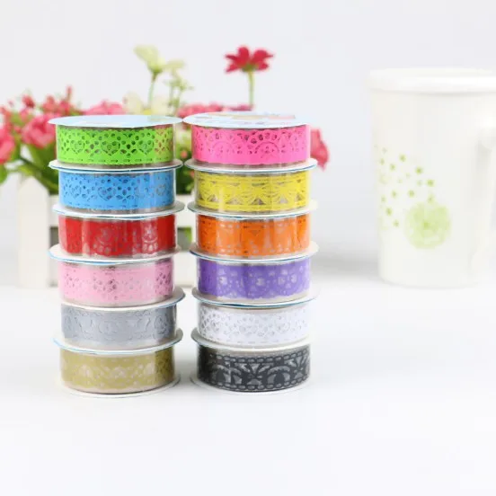 

Shopify Dropshipping Lace Sticky Paper SELF Adhesive Washi Tape Sticker Scrapbooking Decorative Glossy Tape DIY Gifts for Kids