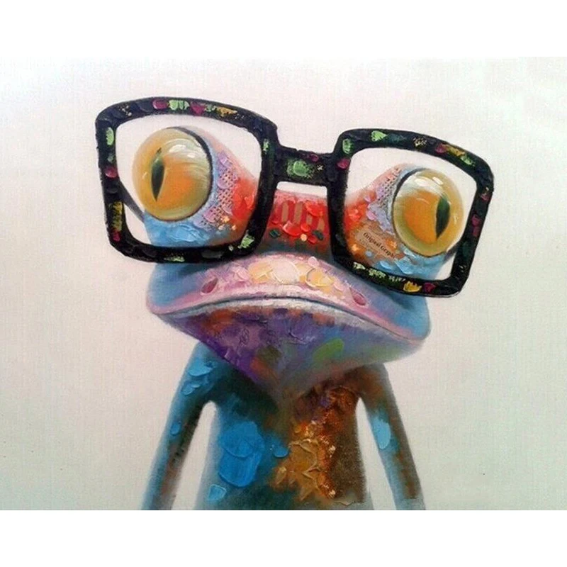 

Frog with Glasses DIY Handmade Oil Paint Paint By Numbers Kit on Canvas Wall Art Home Decor Digital Painting for Wedding Family