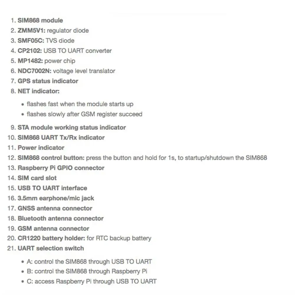 SIM868 GSM GPRS GNSS Bluetooth 3,0 шапка для Raspberry Pi 2B/3B/Zero W Поддержка SMS Телефонный звонок CP2102 UART WS0005