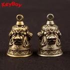 Винтажный Колокольчик для рождественской елки, висящий три Льва, чистый Латунный Колокольчик Exorcism Feng Shui, кулон-брелок для автомобиля, ювелирные изделия, мужской брелок