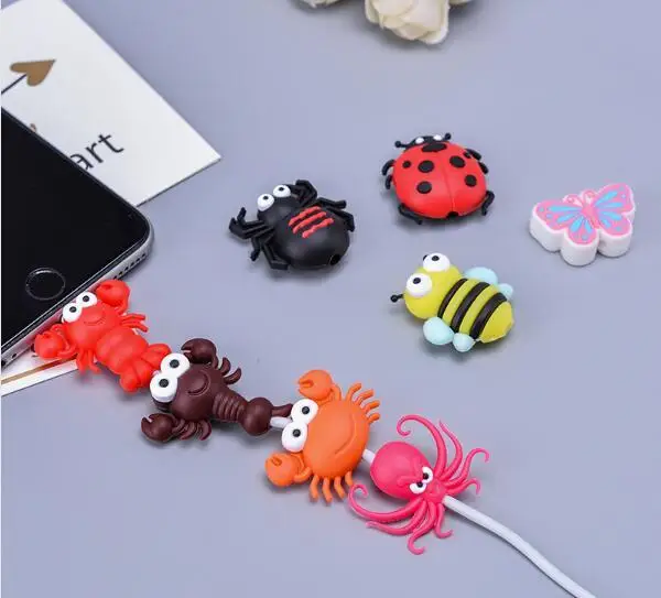 50 шт. Бабочка Насекомое пчела Краб намотка кабеля USB телефон зарядное устройство защита данных крышка мини провода протектор Аксессуары для телефонов