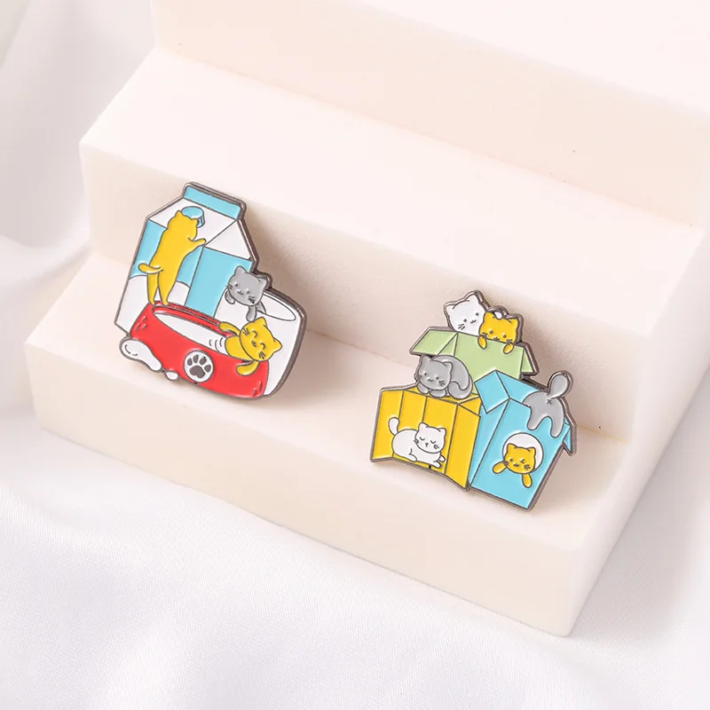 Креативная модная мультяшная брошь на лацкан с милым котом и каплей брошь-значок