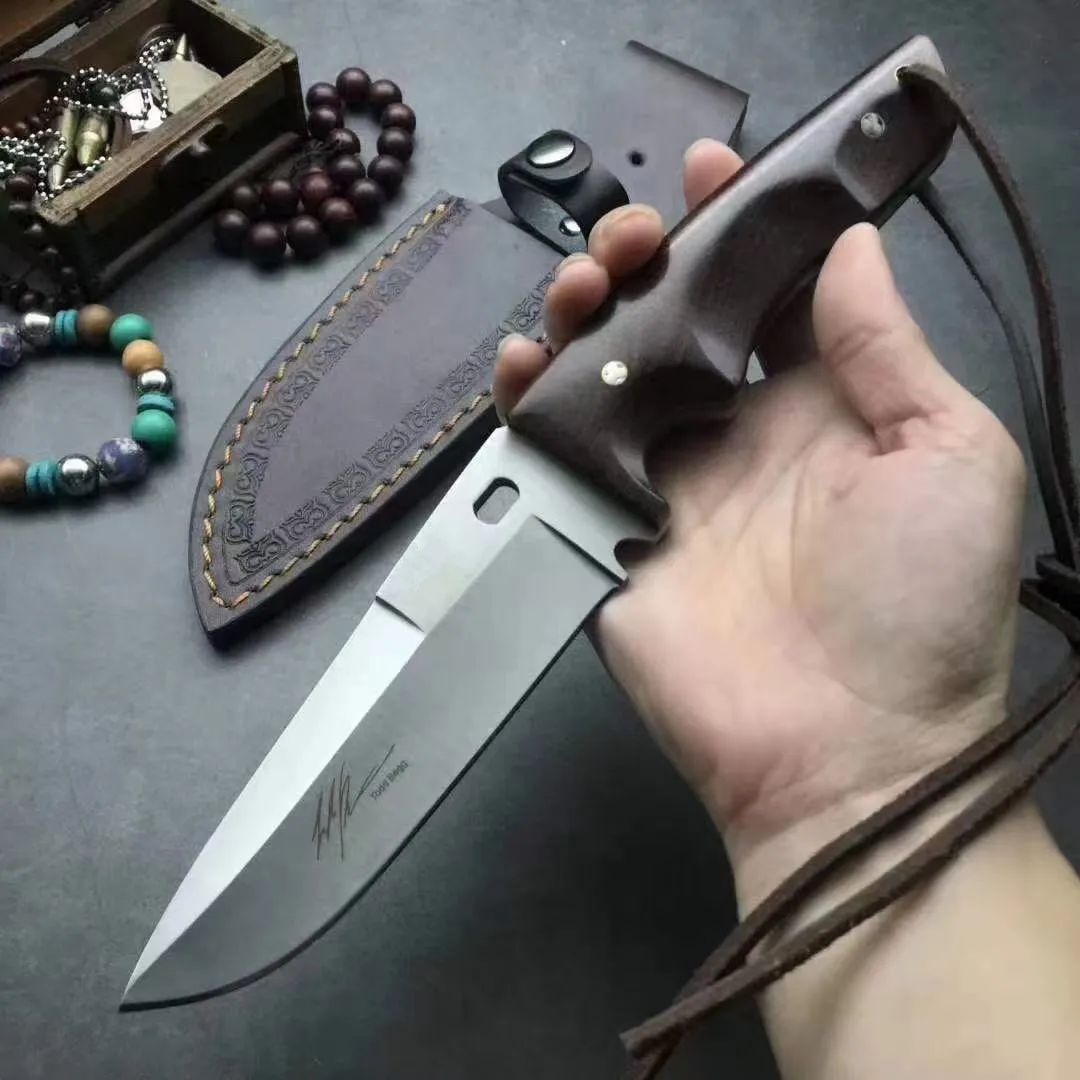 

TB Fixed Blade Knifes 9cr18mov Chicken Wing Wood Handle Outdoor Camping Hunting Survival Pocket Utility EDC Tools Self Defense