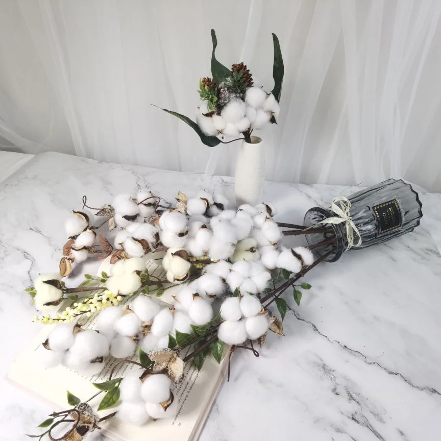 

Dried Cotton Stems Naturally Vivid Artificial Flower Fake Flowers Farmhouse Filler Floral DIY Garland Home Table Wedding Decor