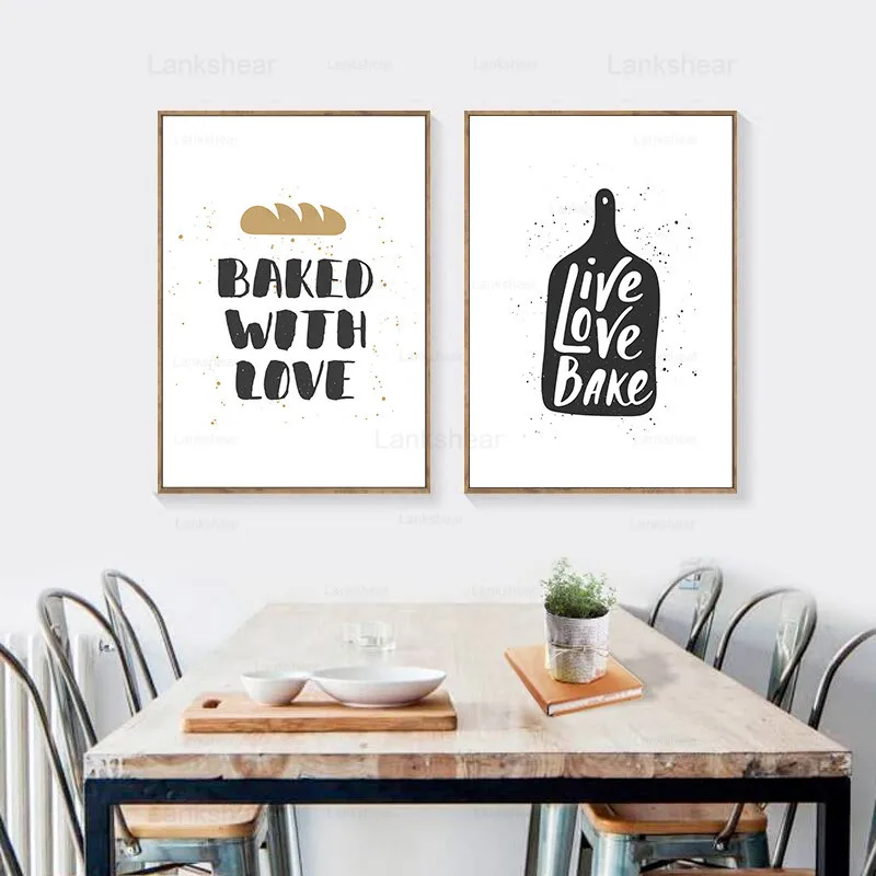 Мультяшная абстрактная кухонная посуда Художественная Картина на холсте принты