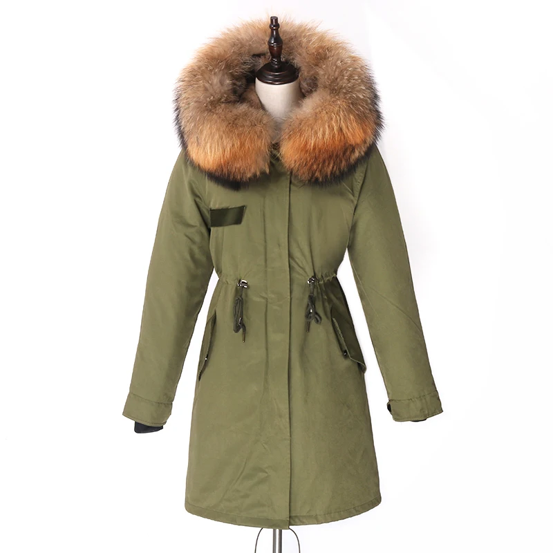 Lavelache Long Winter Jacket Women Real Fox Fur Coat Waterproof Parkas Natural Raccoon Fox Fur Collar Fashion Luxury Streetwear enlarge