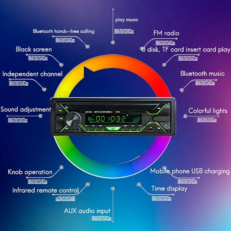 Автомобильный радиоприемник стереопроигрыватель 3010 Авторадио Aux вход 1Din Bluetooth MP3
