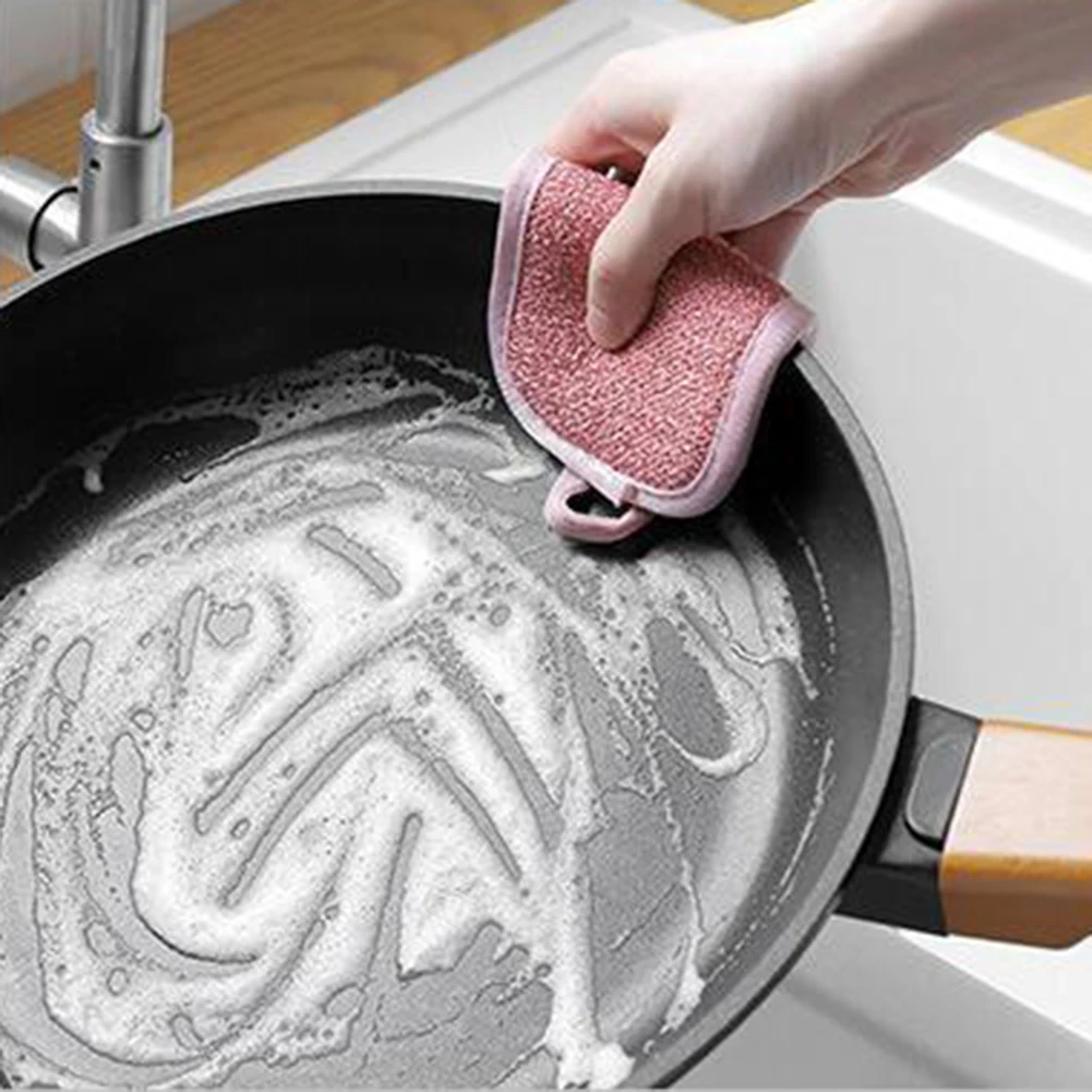 

Absorbent Dish Towel Reusable Double Sided Sponge Scouring Pad Decontamination Kitchen Microfiber Washing Cleaning Cloth