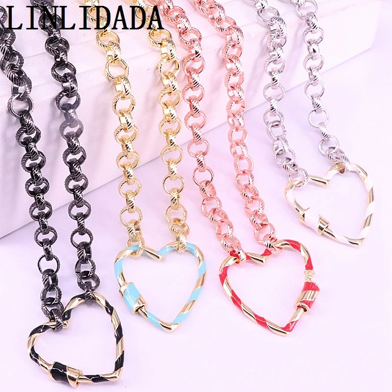 

5 шт. новый дизайн плакировка застежка ожерелье, Эмаль Сердце застежка компонент, популярные четки цепи ожерелье