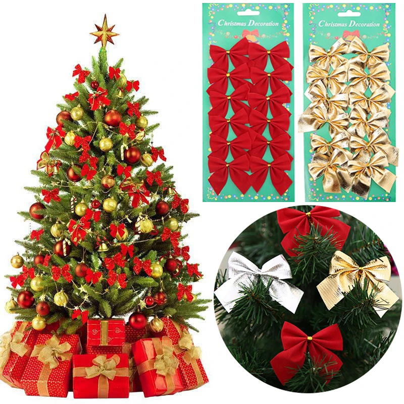 12 шт. в упаковке Ёлочные банты Елочное украшение Рождественские украшения