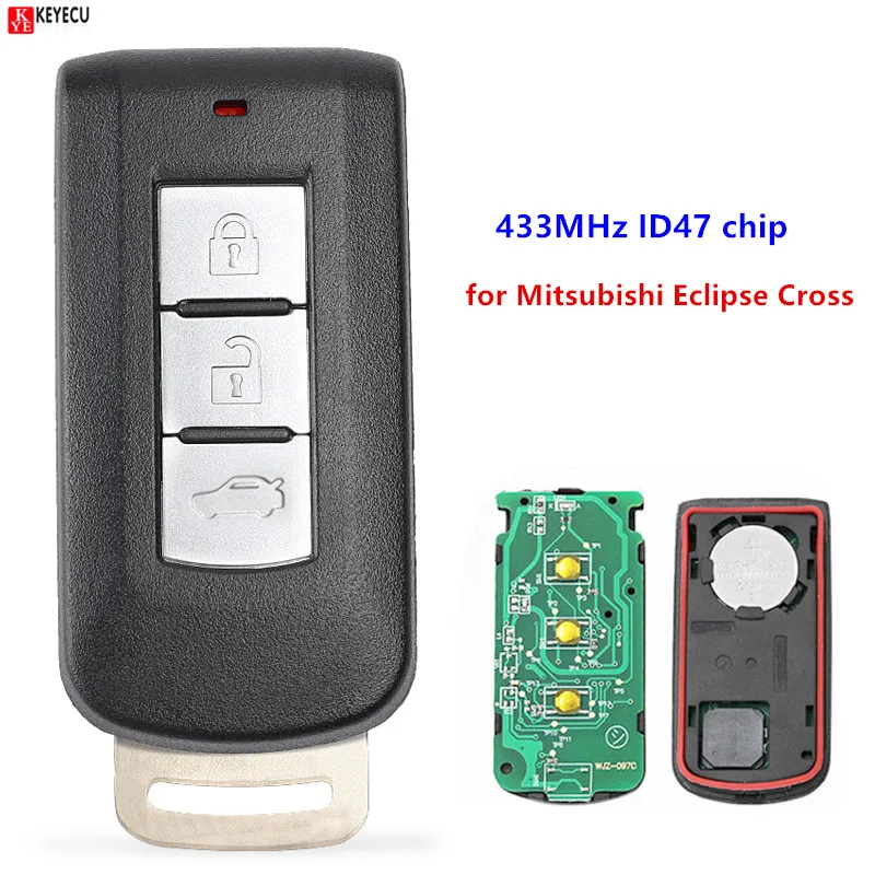 KEYECU Замена бесключевого входа дистанционного Fob смарт-ключа 3 кнопки 433 МГц ID47 чип