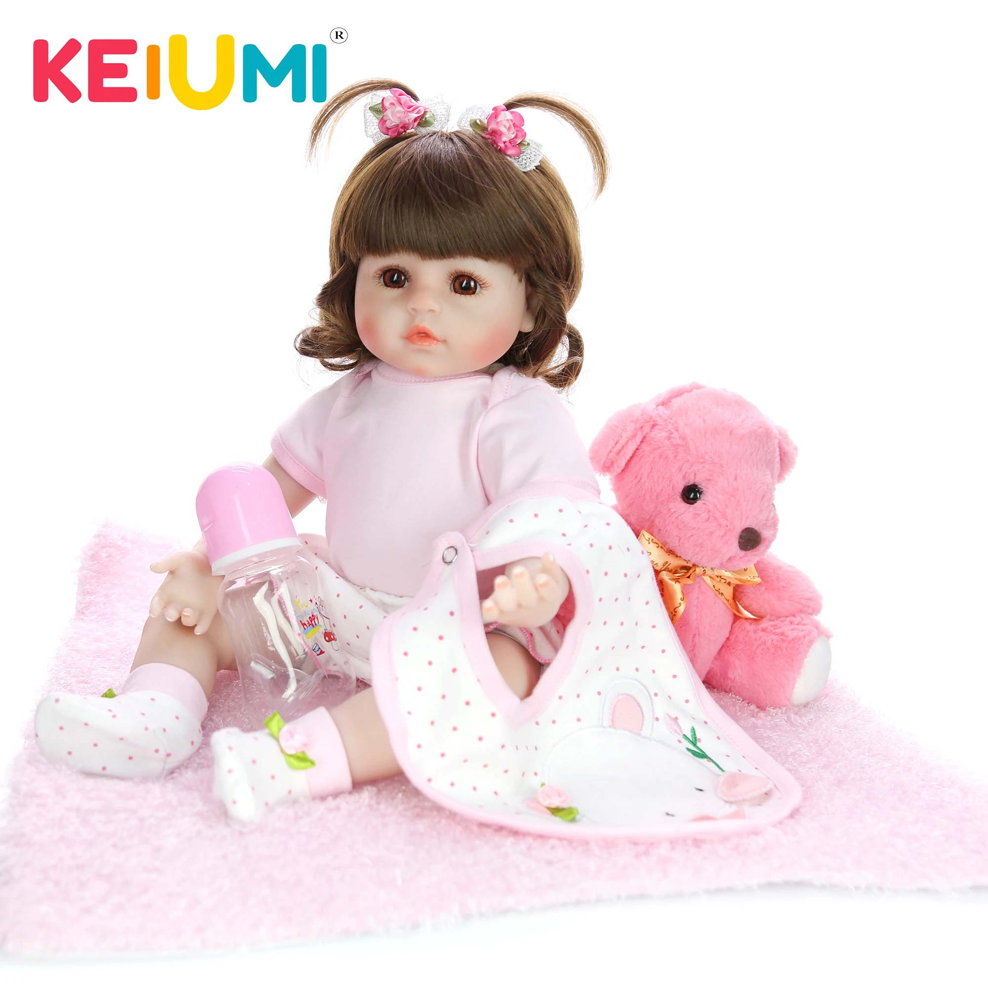KEIUMI милые куклы для малышей Reborn реалистичные 18 дюймов Мягкие силиконовые
