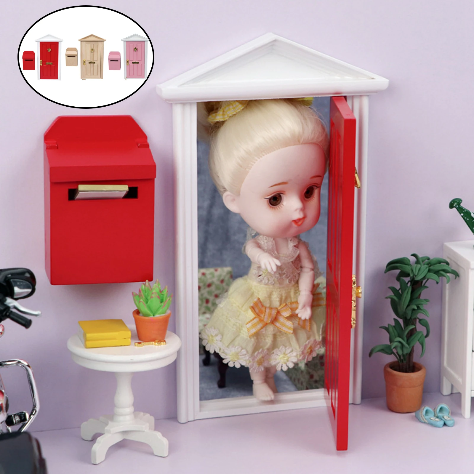 

1:12 Dollhouse Miniature Steepletop 4 Panel Door Furniture Doll Decoration Pretend Play Life Scene Hobby Toys