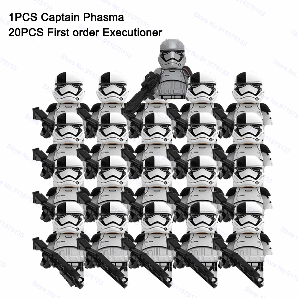 

21pcs Captain Phasma with First Order Snowtroopers Flametroopers Jet Clone Trooper Building Blocks Bricks Star Figures Wars Toy