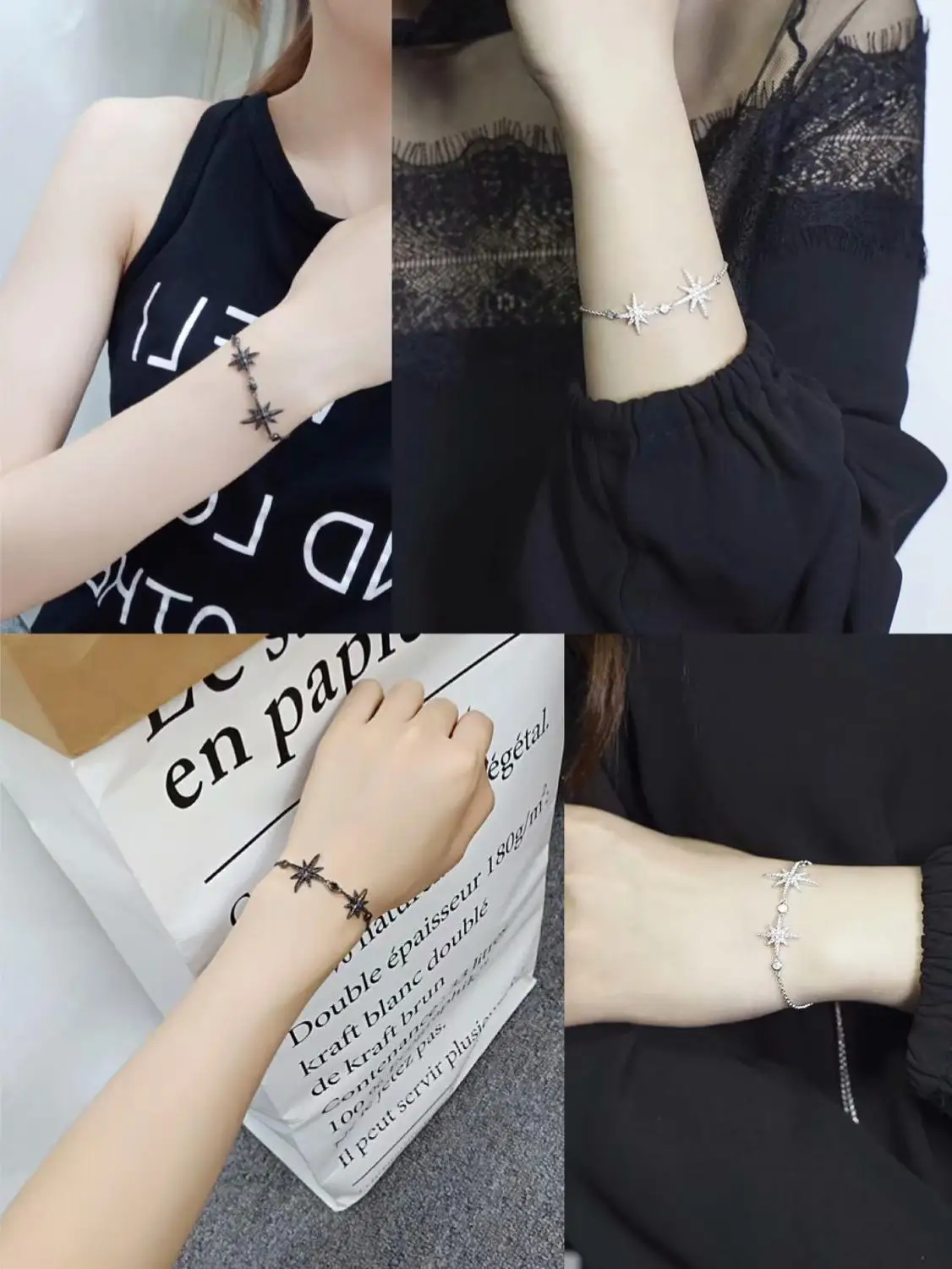 Простой и стильный браслет в виде дикой звезды регулируемая Серебряная цепочка