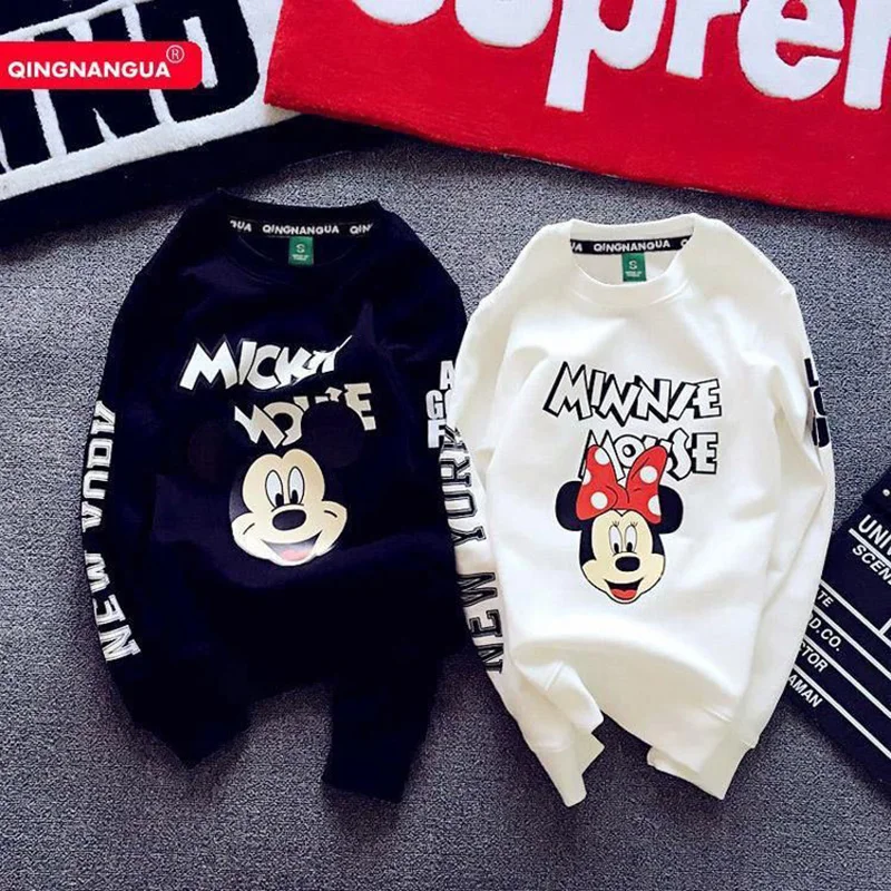

Disney Mickey Mouse Spring Autumn Thin Cartoon Loose Hoodies Sweatshirt Women Printed Casual Hooded Pullover Female Coat