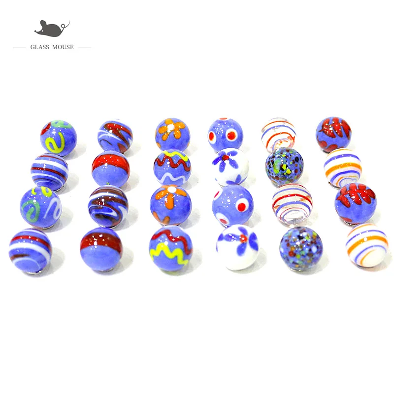 

24Pcs 16MM Custom Blue Tone Rare Murano Glass Marbles Ball Creative Ornament Game Pinball Toys New Year Birthday Gifts For Kids