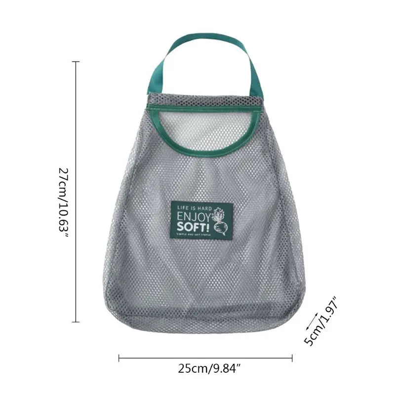 

3pcs Reusable Washable Mesh Fruit Vegetable Storage Hanging Bag Kitchen Shopping