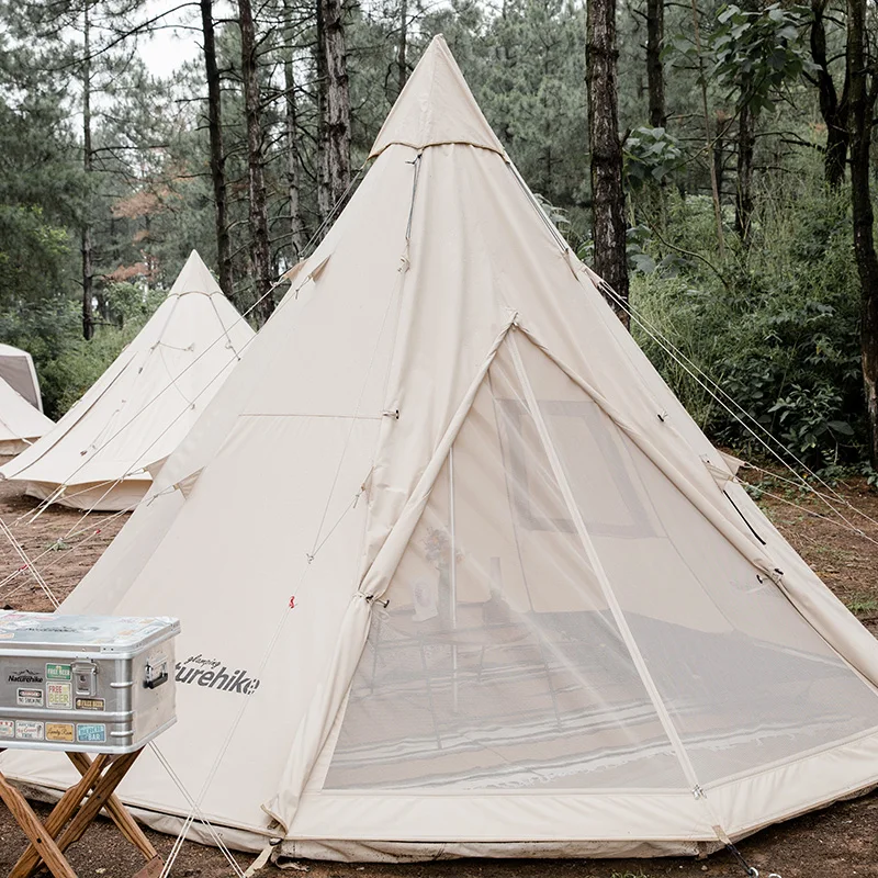 Billig Nokeyuan Pyramide Baumwolle Outdoor-camping-zelt Mit Kamin Multi-person Vier Jahreszeiten Zelt
