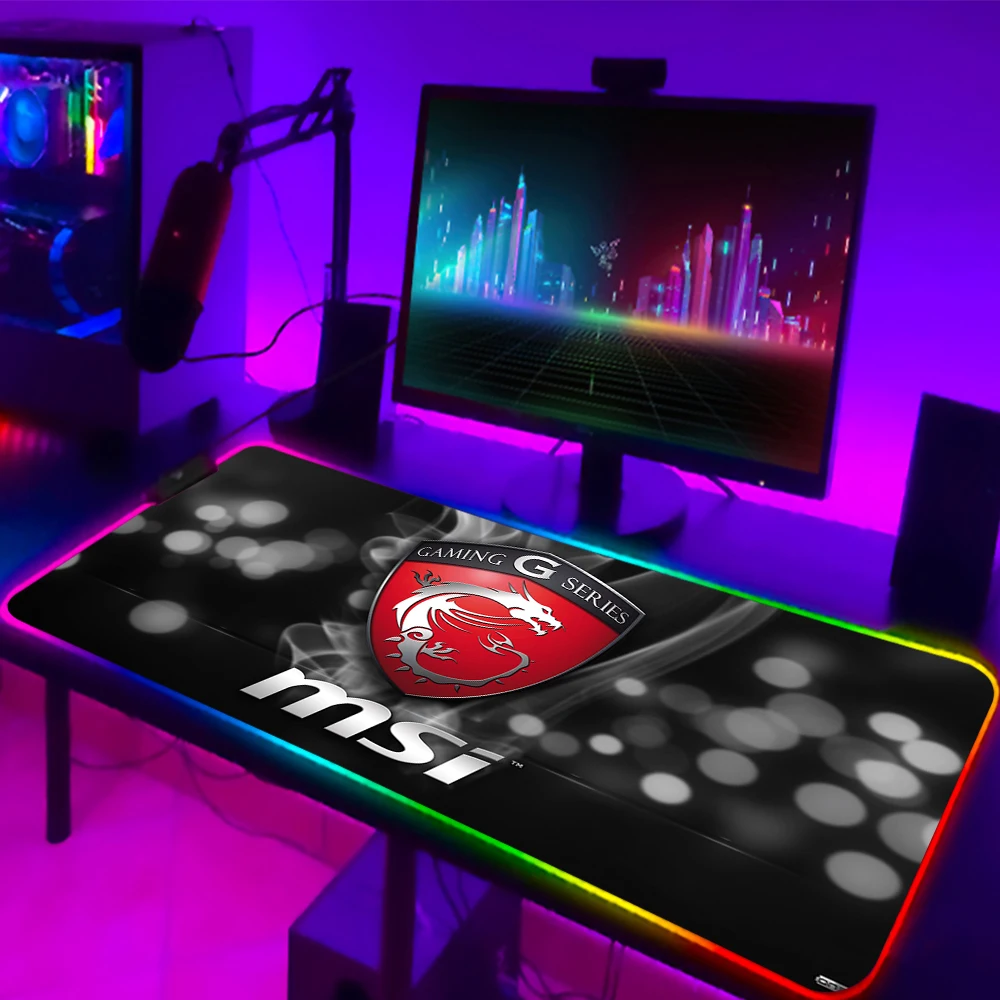 rgb msi mouse pad led light computer gaming accessories mousepad xl gamer desk mat non slip for pc keyboard laptop cs go carpet free global shipping