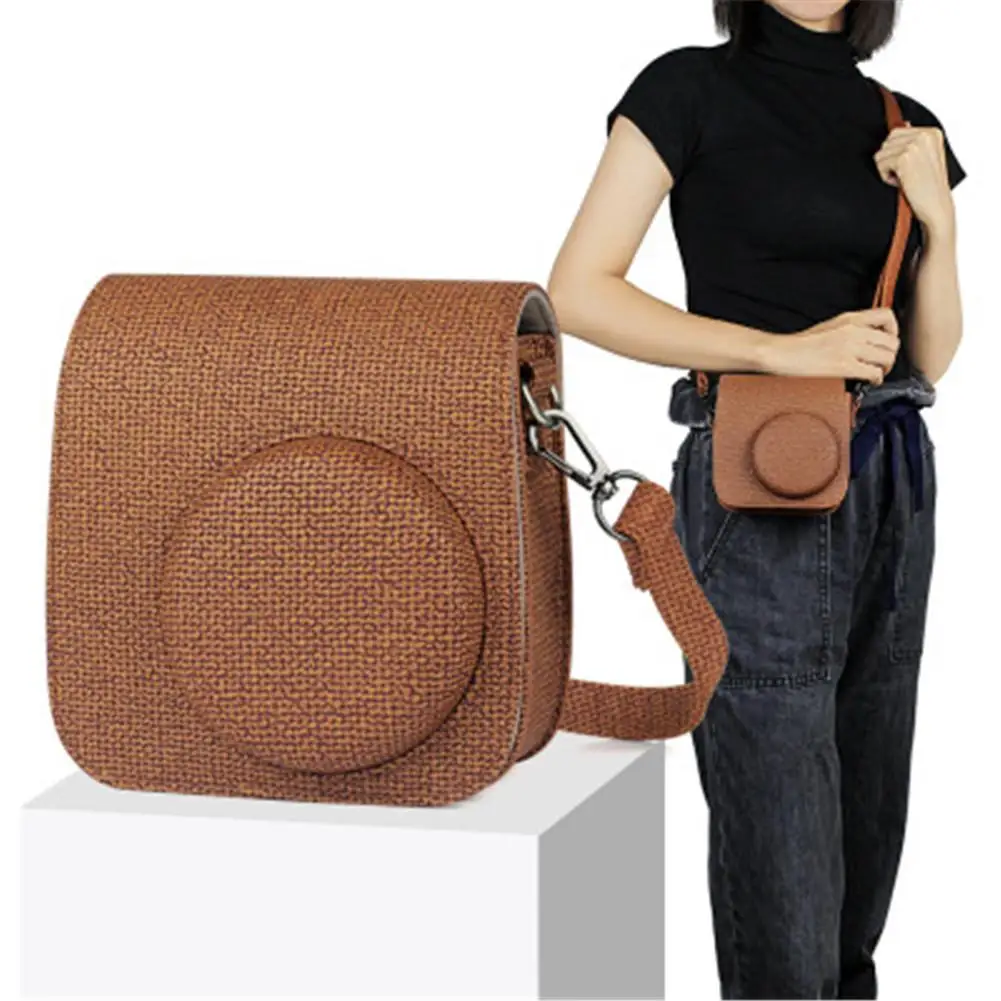 Чехол для камеры Polaroid Mini8 / 8 +/9 тканый Ретро из искусственной кожи с плечевым