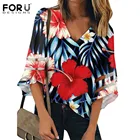 Женская блуза с V-образным вырезом и рукавом летучая мышь