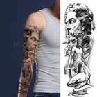 Водостойкая временная татуировка-наклейка, человек рома с трезубец, Акула на полную руку, большая поддельная татуировка, флэш-тату для мужчин, женщин, мужчин