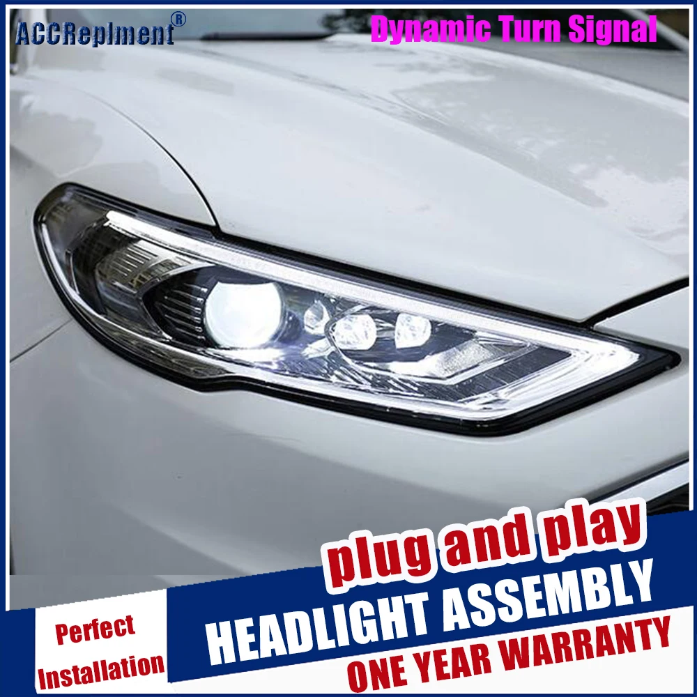 Светодиодный ные фары автостайлинг для Ford Fusion 2017 2019 h7 биксеноновые лучевые линзы