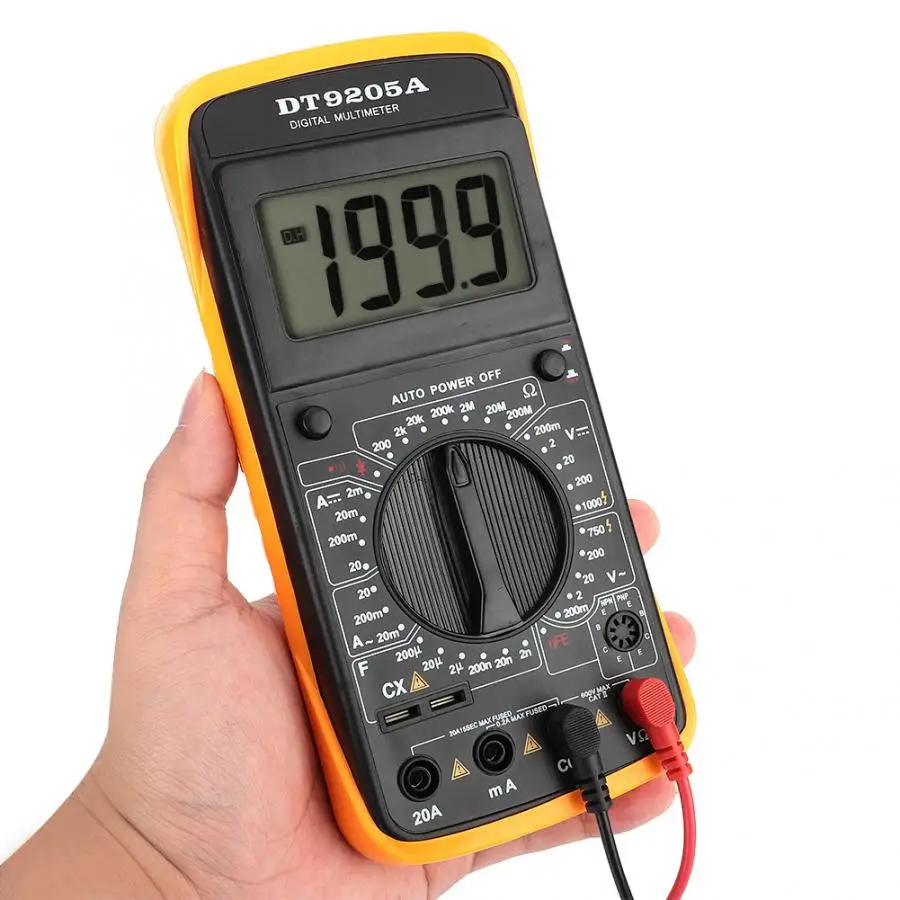 

DT-9205A Handheld LCD Digital Multimeter AC/DC Volt Amp Ohm Capacitance Hz Tester Ammeter Voltmeter Measuring Access