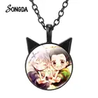 Ожерелья Hunter x Hunter женские, винтажные кулоны в виде кошачьих ушей, стеклянный купол, колье-чокер, аниме аксессуары для подарка детям