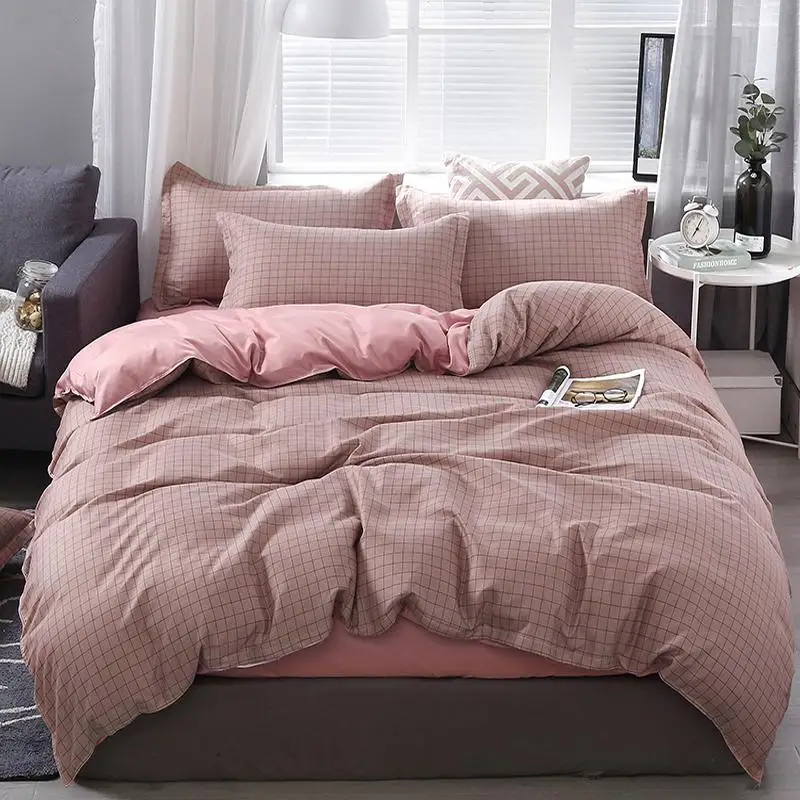 Белого розового цвета в клетку Постельное белье геометрический домашний