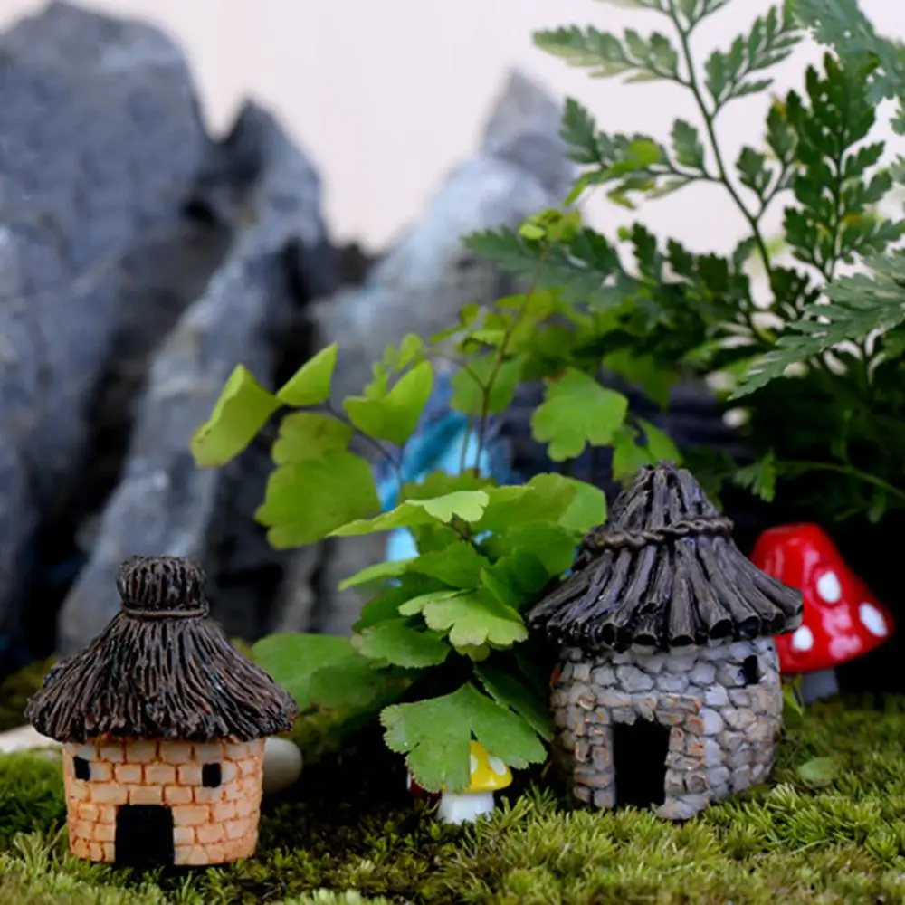 Миниатюрный домик из смолы маленькая хижина деревня ландшафтный орнамент Фея