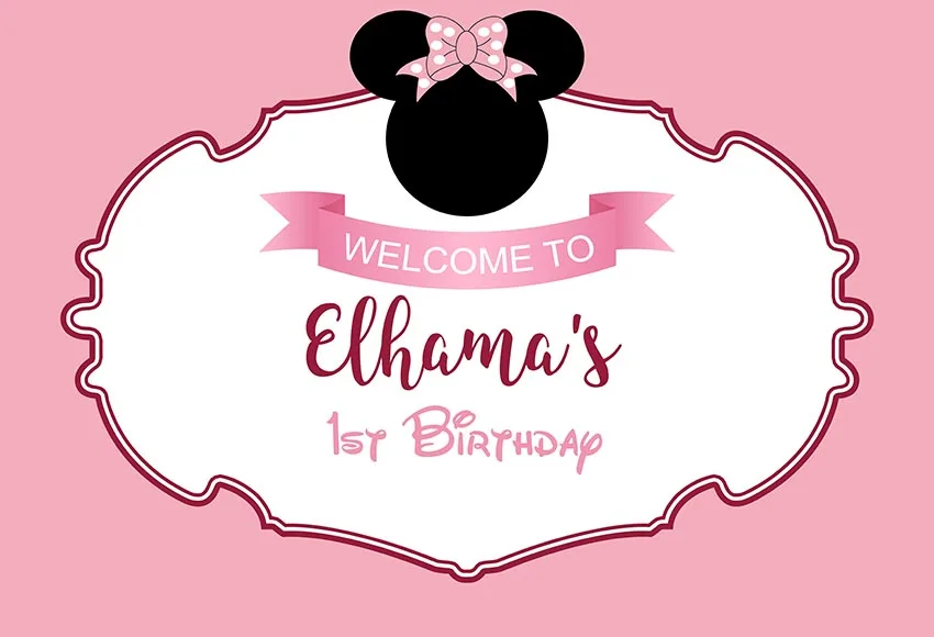 5x7 футов белый розовый узор в горошек мышь бант детский душ пользовательский