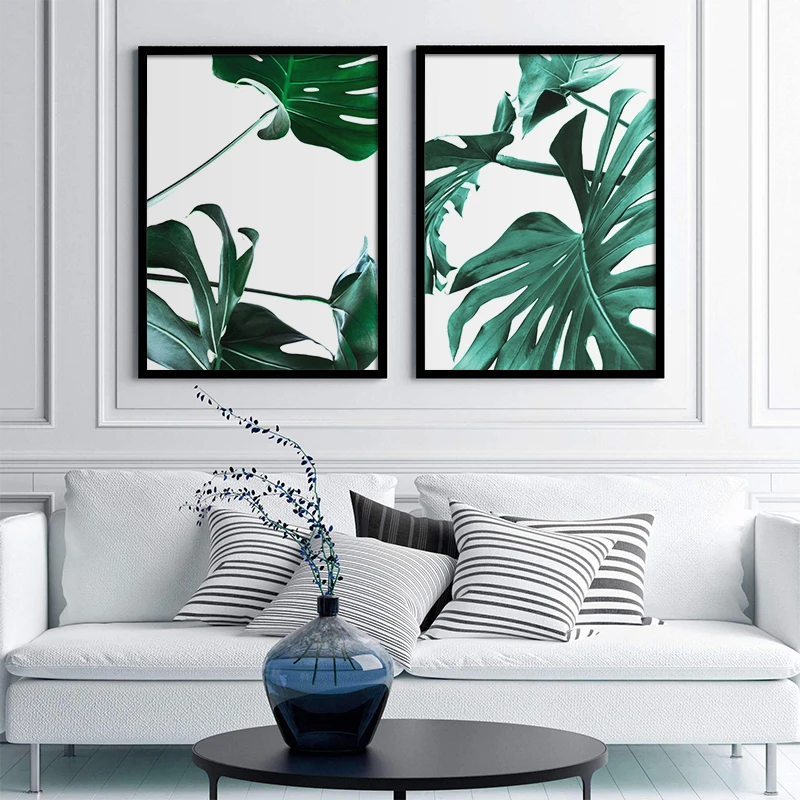 Скандинавская Картина на холсте современный принтами листьев растений монстера