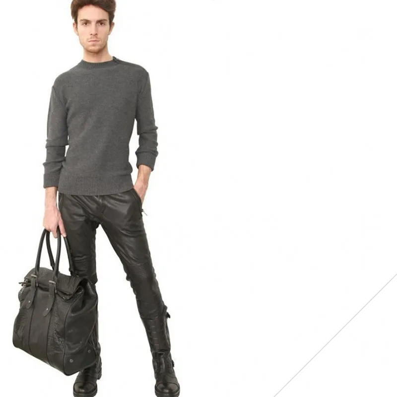 Модные мужские брюки из натуральной кожи новинка 2020 зимние мотоциклетные прямые